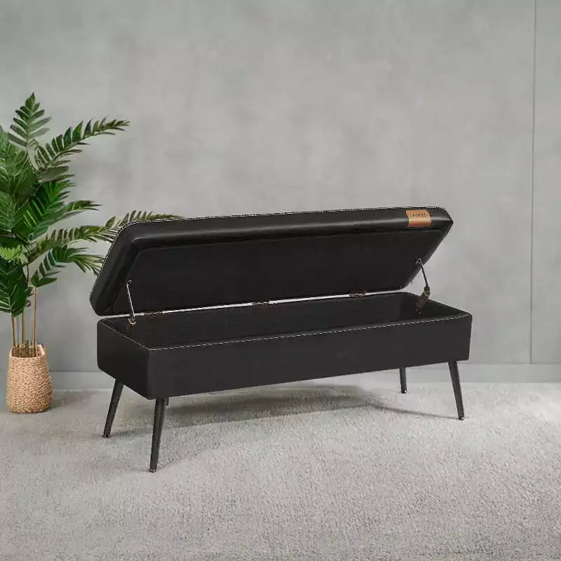 Banc coffre de rangement, Banc de lit ou d'entrée, Banc de rangement avec charnières de sécurité, Supporte 300 kg