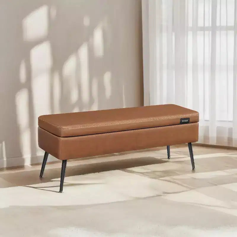 Banc coffre de rangement, Banc de lit ou d'entrée, Banc de rangement avec charnières de sécurité, Supporte 300 kg