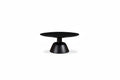 Table basse piédestal ronde moderne pour 1 – Bois massif, 30L x 30P x 14H, Noir / Naturel