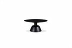 Table basse piédestal ronde moderne pour 1 – Bois massif, 30L x 30P x 14H, Noir / Naturel