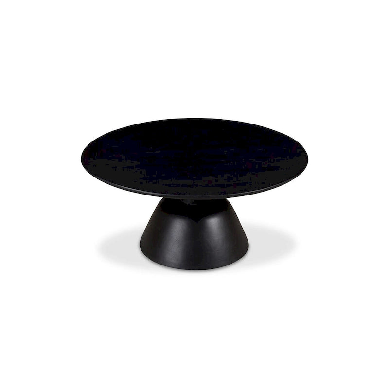 Table basse piédestal ronde moderne pour 1 – Bois massif, 30L x 30P x 14H, Noir / Naturel