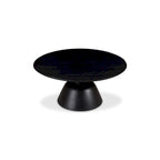 Table basse piédestal ronde moderne pour 1 – Bois massif, 30L x 30P x 14H, Noir / Naturel