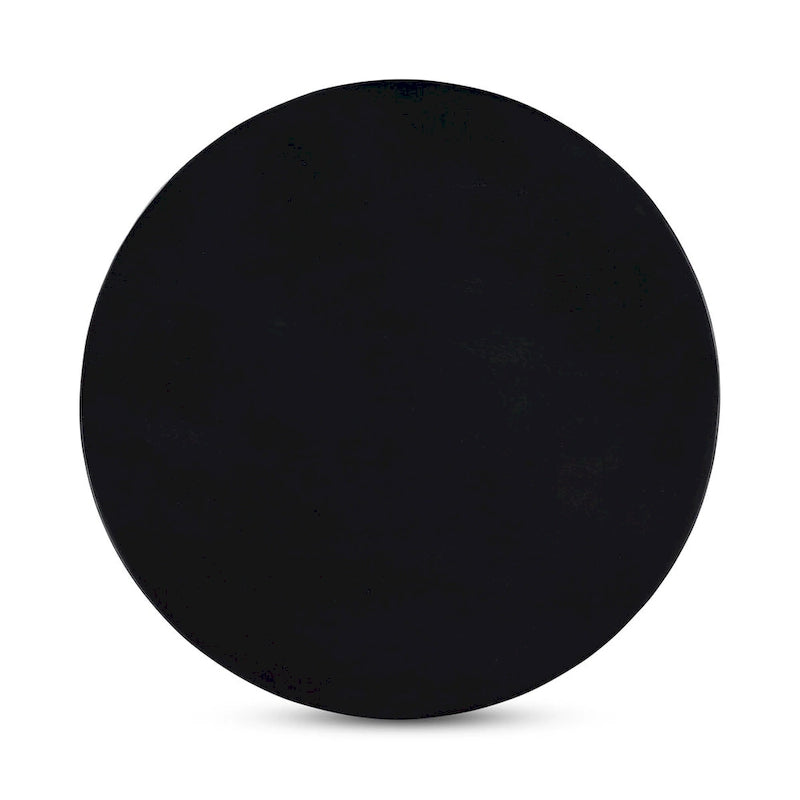 Table basse piédestal ronde moderne pour 1 – Bois massif, 30L x 30P x 14H, Noir / Naturel