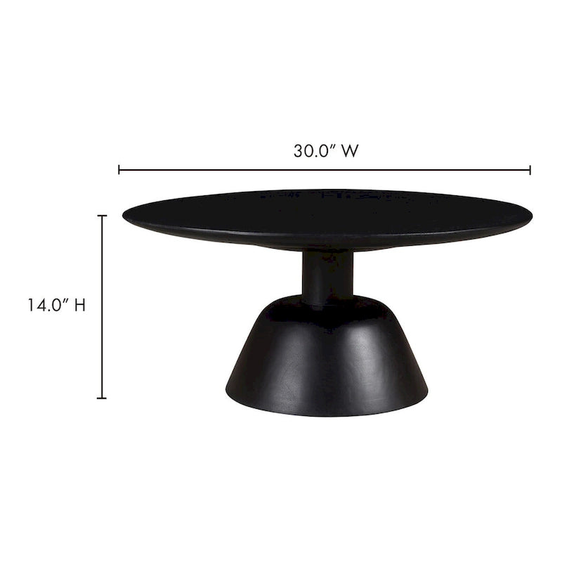 Table basse piédestal ronde moderne pour 1 – Bois massif, 30L x 30P x 14H, Noir / Naturel