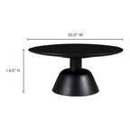 Table basse piédestal ronde moderne pour 1 – Bois massif, 30L x 30P x 14H, Noir / Naturel