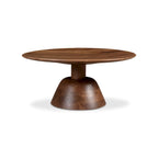 Table basse piédestal ronde moderne pour 1 – Bois massif, 30L x 30P x 14H, Noir / Naturel