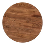 Table basse piédestal ronde moderne pour 1 – Bois massif, 30L x 30P x 14H, Noir / Naturel