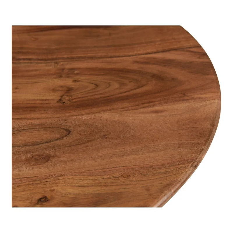 Table basse piédestal ronde moderne pour 1 – Bois massif, 30L x 30P x 14H, Noir / Naturel