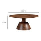 Table basse piédestal ronde moderne pour 1 – Bois massif, 30L x 30P x 14H, Noir / Naturel
