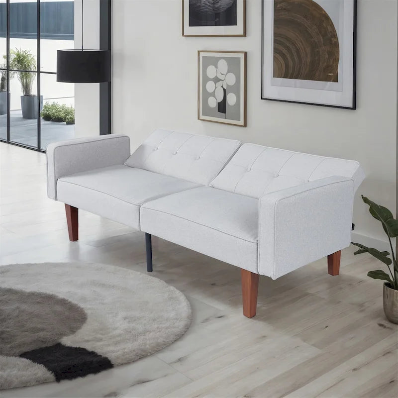 Canapé-lit convertible réglable en tissu, canapé-lit moderne, inclinable, causeuse réversible, lit de jour pliant, lit d'appoint avec 2 oreillers