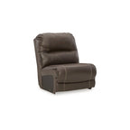 Canapé d'angle inclinable électrique gris/marron, 3 places, cuir et simili cuir