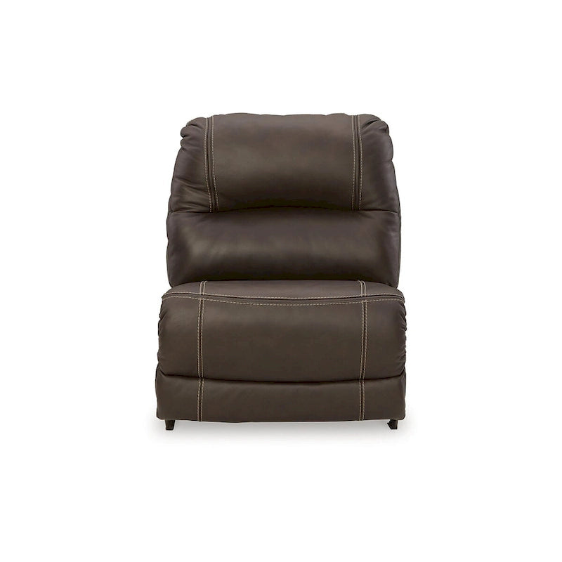 Canapé d'angle inclinable électrique gris/marron, 3 places, cuir et simili cuir