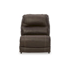 Canapé d'angle inclinable électrique gris/marron, 3 places, cuir et simili cuir