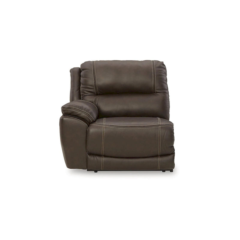 Canapé d'angle inclinable électrique gris/marron, 3 places, cuir et simili cuir