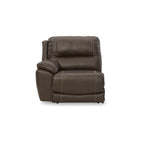 Canapé d'angle inclinable électrique gris/marron, 3 places, cuir et simili cuir