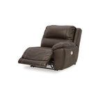 Canapé d'angle inclinable électrique gris/marron, 3 places, cuir et simili cuir