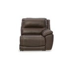 Canapé d'angle inclinable électrique gris/marron, 3 places, cuir et simili cuir