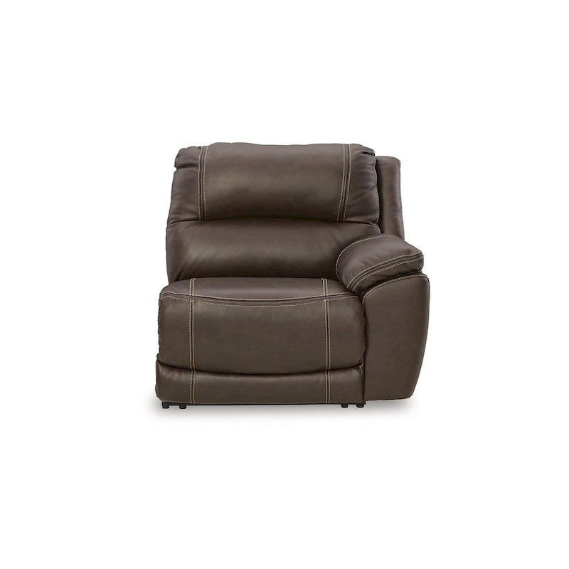 Canapé d'angle inclinable électrique gris/marron, 3 places, cuir et simili cuir