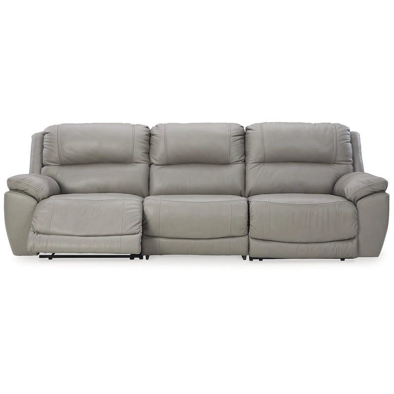 Canapé d'angle inclinable électrique gris/marron, 3 places, cuir et simili cuir