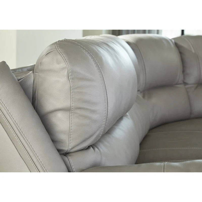 Canapé d'angle inclinable électrique gris/marron, 3 places, cuir et simili cuir