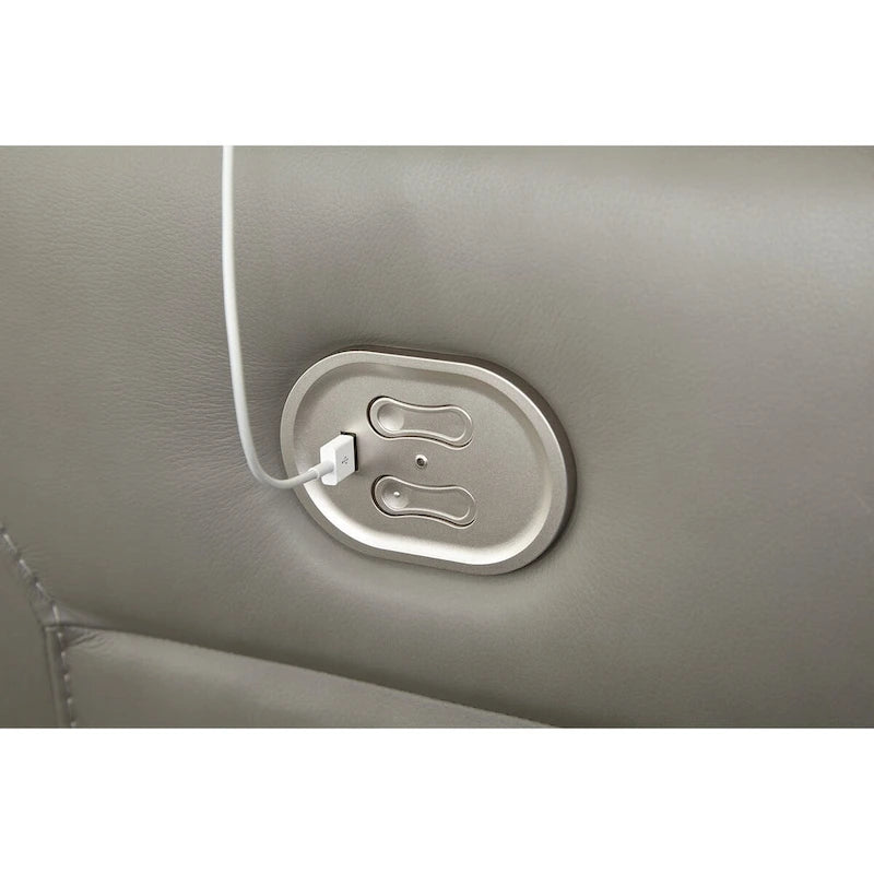 Canapé d'angle inclinable électrique gris/marron, 3 places, cuir et simili cuir
