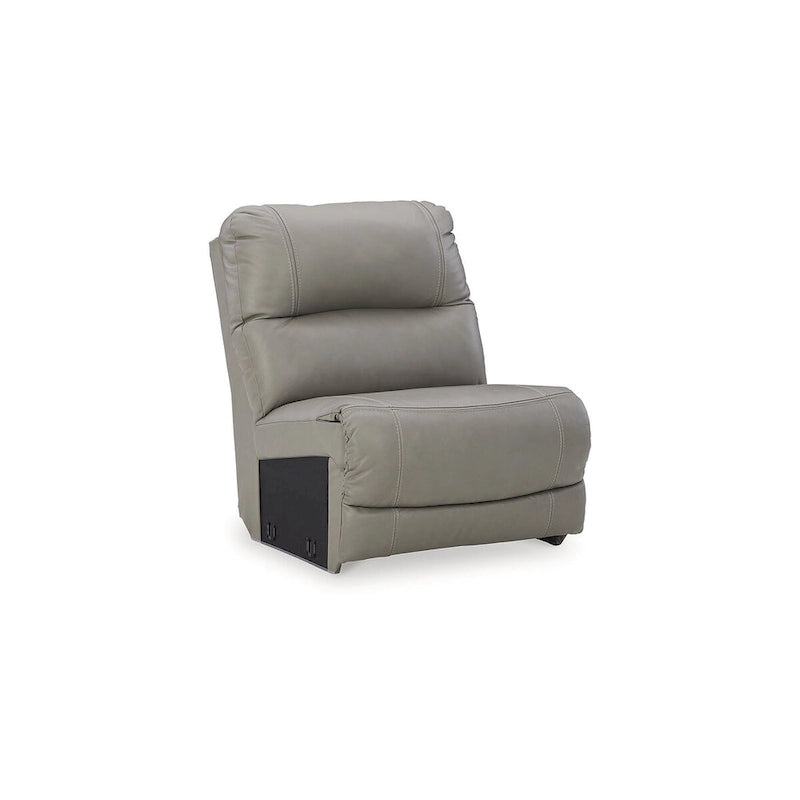 Canapé d'angle inclinable électrique gris/marron, 3 places, cuir et simili cuir