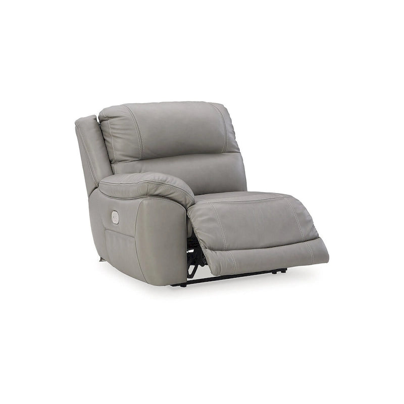 Canapé d'angle inclinable électrique gris/marron, 3 places, cuir et simili cuir