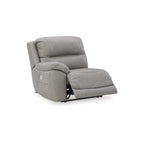 Canapé d'angle inclinable électrique gris/marron, 3 places, cuir et simili cuir