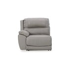 Canapé d'angle inclinable électrique gris/marron, 3 places, cuir et simili cuir