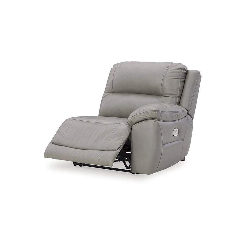 Canapé d'angle inclinable électrique gris/marron, 3 places, cuir et simili cuir