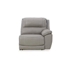 Canapé d'angle inclinable électrique gris/marron, 3 places, cuir et simili cuir