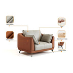 Fauteuil d'appoint en similicuir orange avec pieds noirs, une place