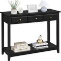 Console noire en MDF avec 3 tiroirs, pour une personne