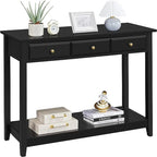 Console noire en MDF avec 3 tiroirs, pour une personne