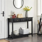 Console noire en MDF avec 3 tiroirs, pour une personne