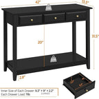 Console noire en MDF avec 3 tiroirs, pour une personne
