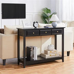 Console noire en MDF avec 3 tiroirs, pour une personne