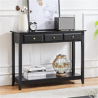 Console noire en MDF avec 3 tiroirs, pour une personne