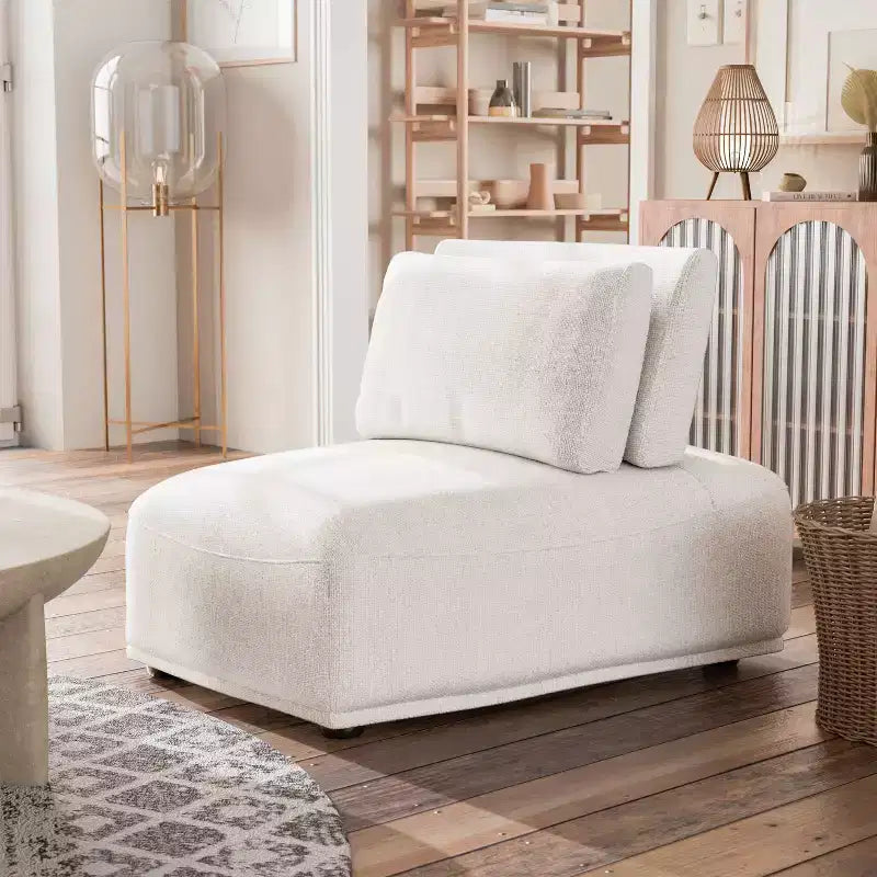 HOMES: Inside + Out Fauteuil sans accoudoirs modulaire moderne Povoa en chenille avec dossier extensible