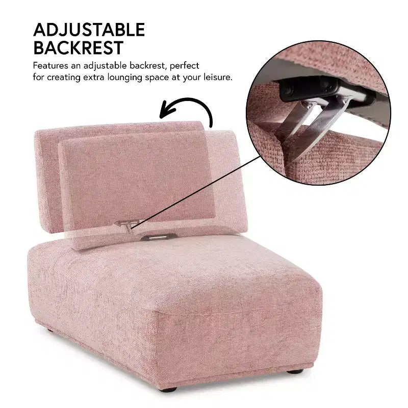 HOMES: Inside + Out Fauteuil sans accoudoirs modulaire moderne Povoa en chenille avec dossier extensible
