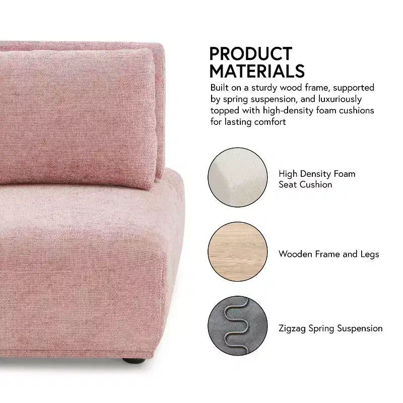 HOMES: Inside + Out Fauteuil sans accoudoirs modulaire moderne Povoa en chenille avec dossier extensible