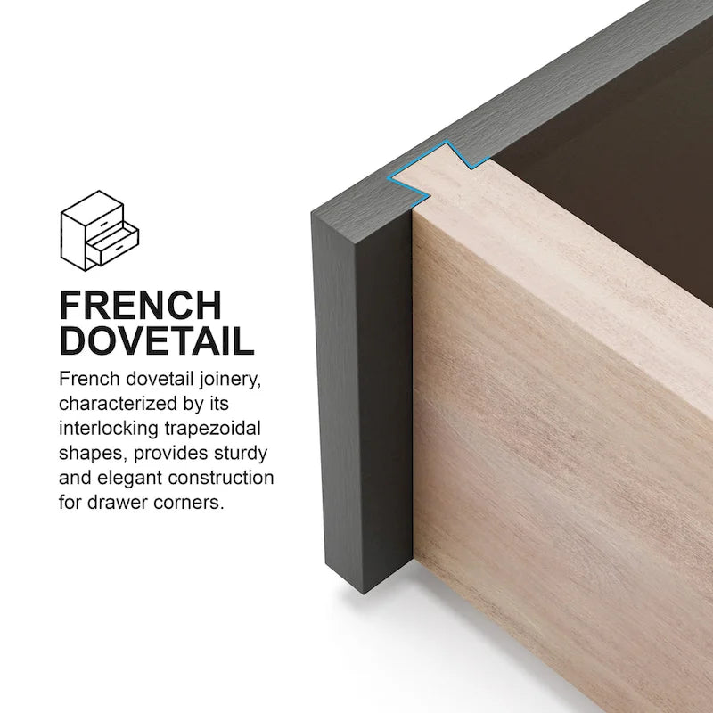 Table de chevet noire et argentée à 3 tiroirs, pour 1