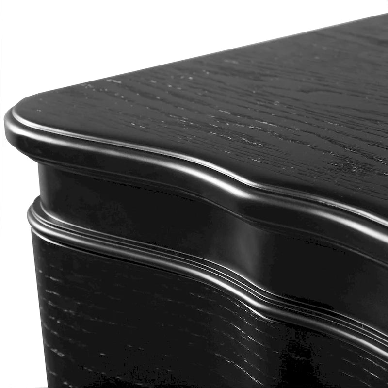Table de chevet noire et argentée à 3 tiroirs, pour 1