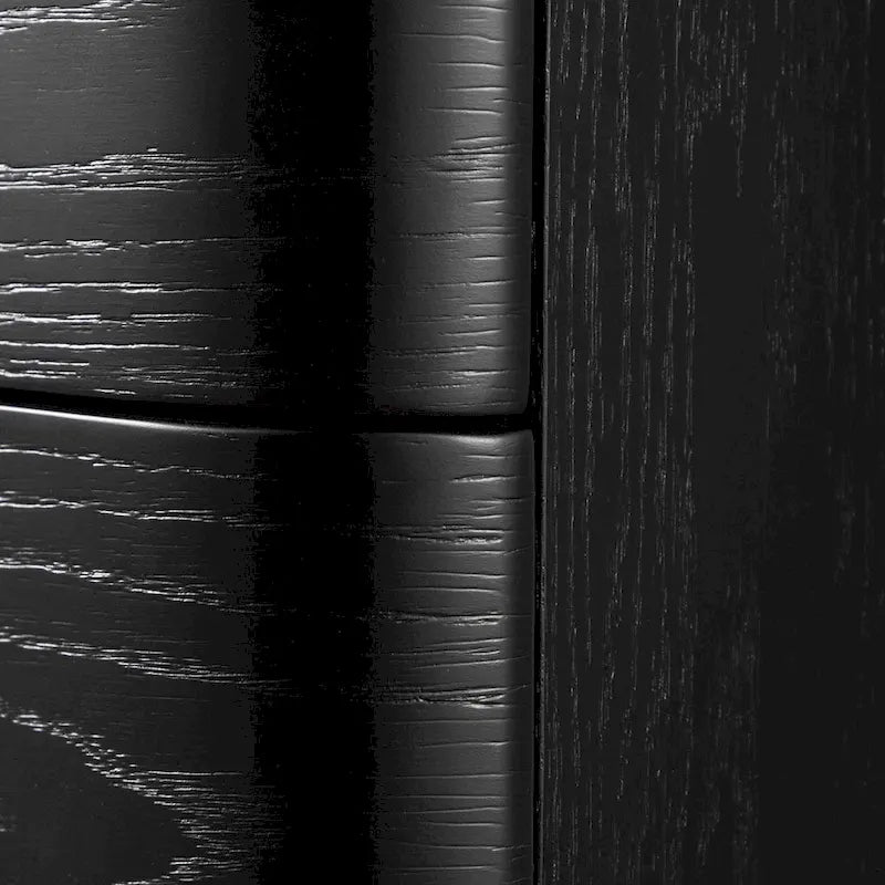 Table de chevet noire et argentée à 3 tiroirs, pour 1