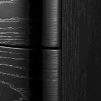 Table de chevet noire et argentée à 3 tiroirs, pour 1