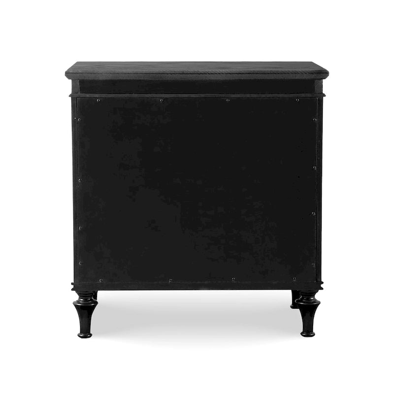 Table de chevet noire et argentée à 3 tiroirs, pour 1